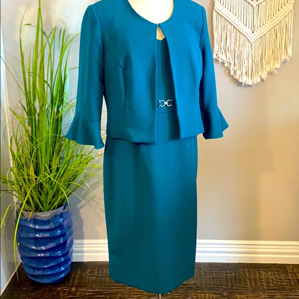 The job is yours green suit dress